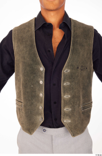 Nabil black long-sleeve shirt casual dressed olive suede vest upper…